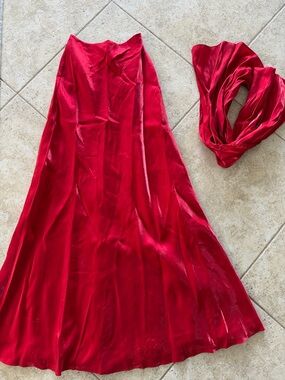 Vintage Cache Red Formal Maxi Skirt and scarf size 3/4